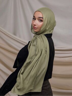 Vela Light Olive Modal Hijab – 100% Modal Scarf